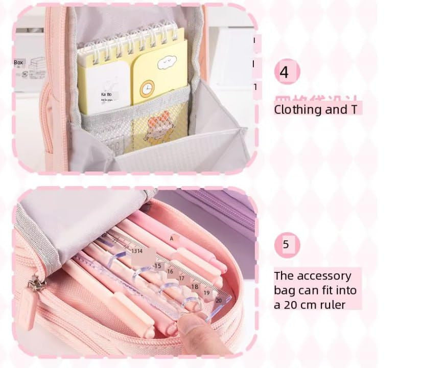 Cute Kawaii Pencil Case with Zipper, Stationery Organizer & Cartoon Design