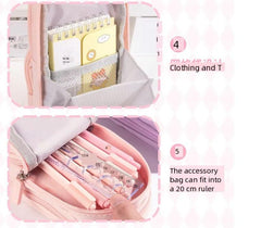 Cute Kawaii Pencil Case with Zipper, Stationery Organizer & Cartoon Design