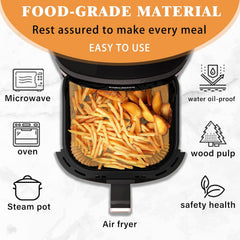 92-Pack Non-Stick Air Fryer Paper Sheets for Easy Baking