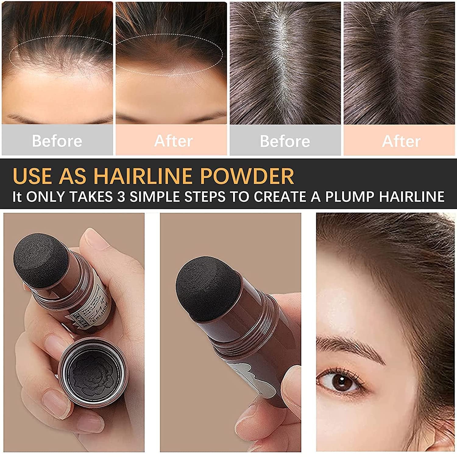 Instant Hairline Shadow Powder for Fuller, Refined Hair & Contouring
