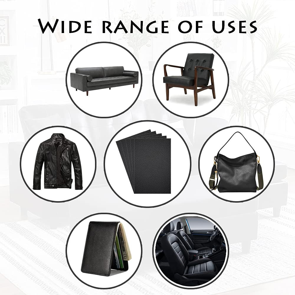 Black Leather Repair Patch 60x30cm for Furniture & Couch Repair