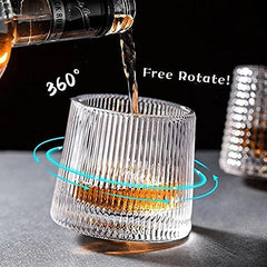 Set of 6 Rotatable Crystal Whiskey Glasses with Patterned Design