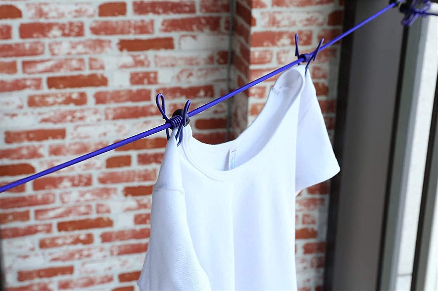 Multi-Color Travel & Home Stretchable Clothesline with 12 Clips