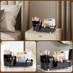 360° Rotating Makeup Organizer with Brush Holder