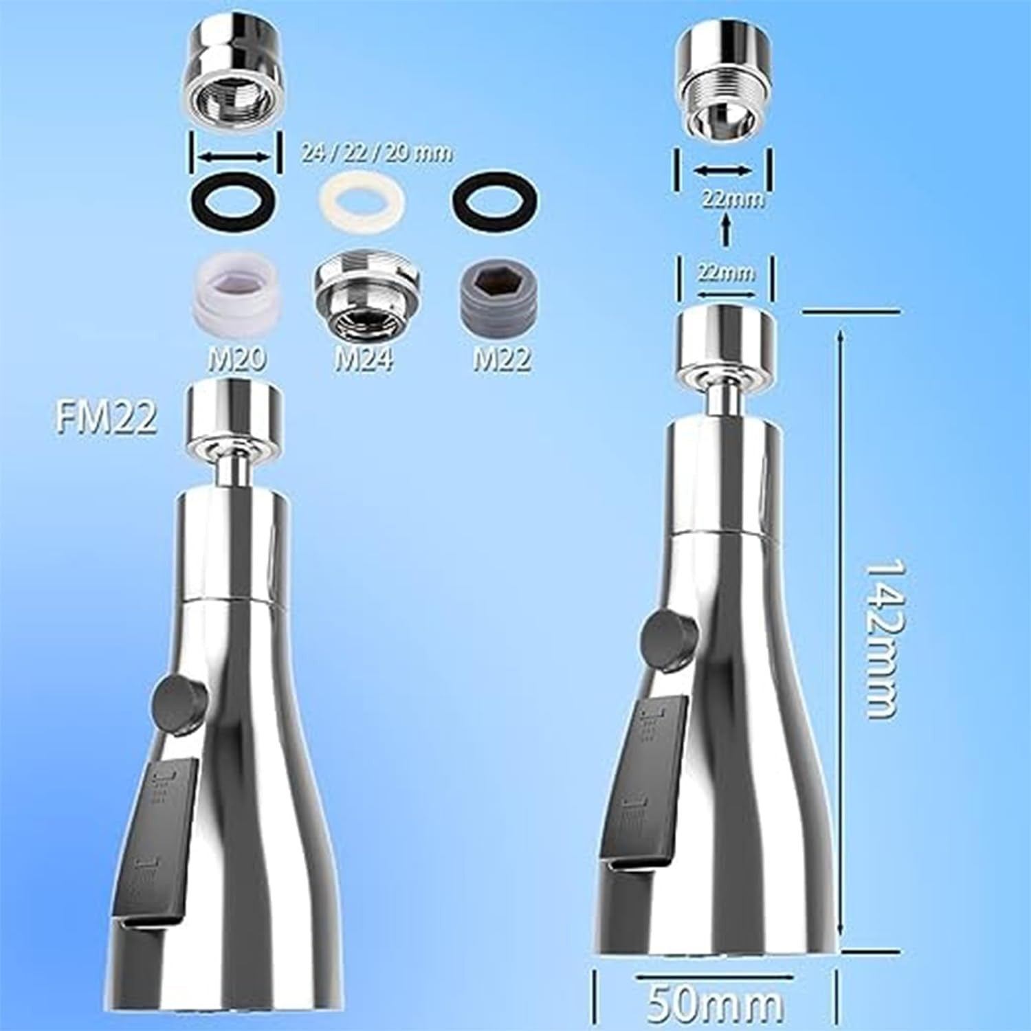 360° Movable Turbo Sink & Shower Faucet with 3 Modes & Water Saving