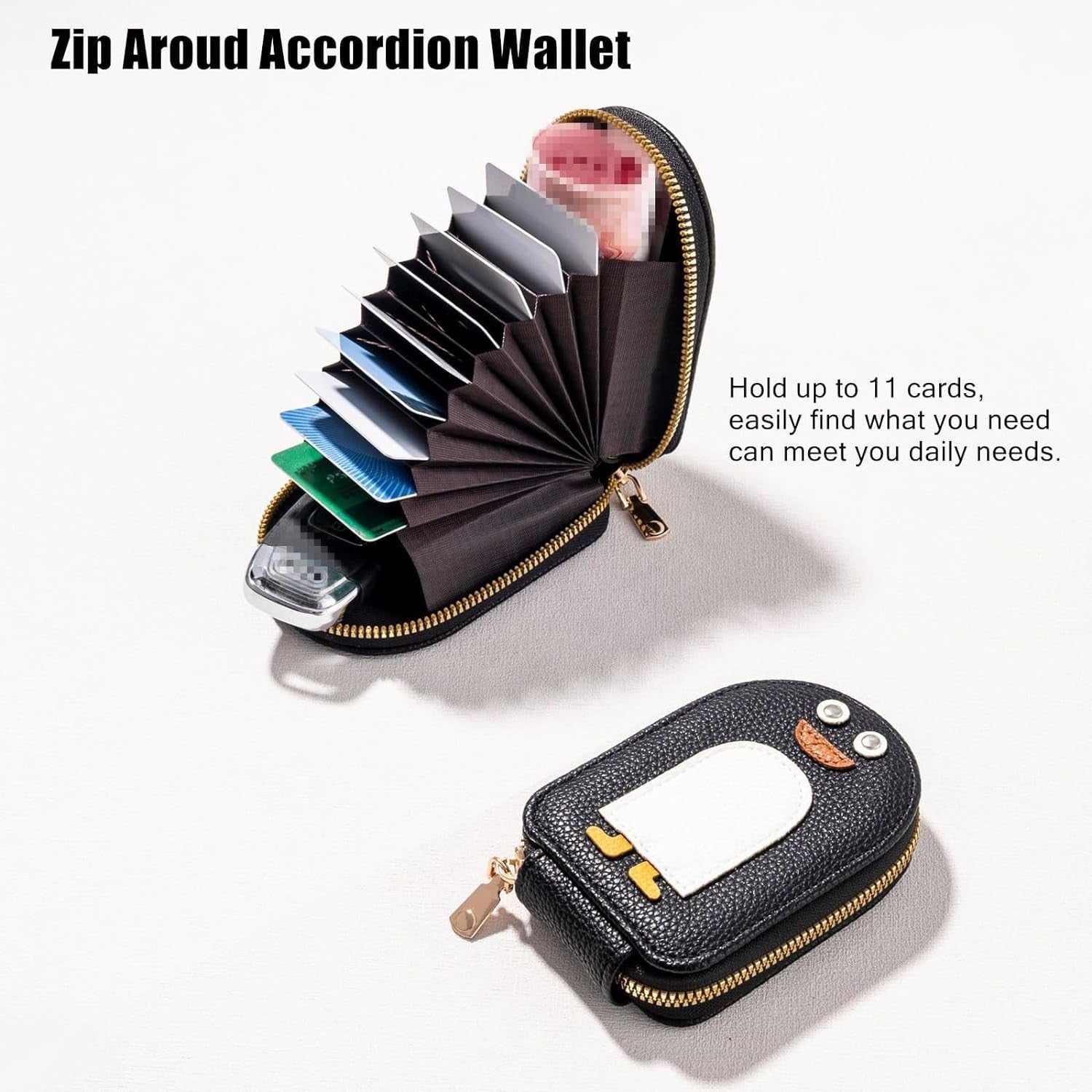 Leather Penguin Card Holder - Slim Mini Wallet for Cards