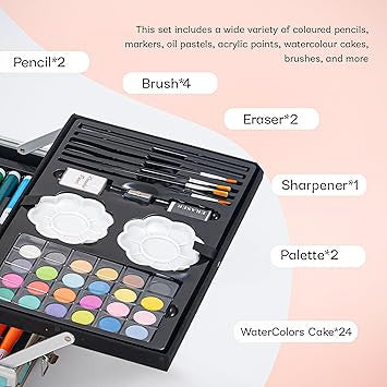145-Piece Big Color Suitcase Art Set for Creative Kids