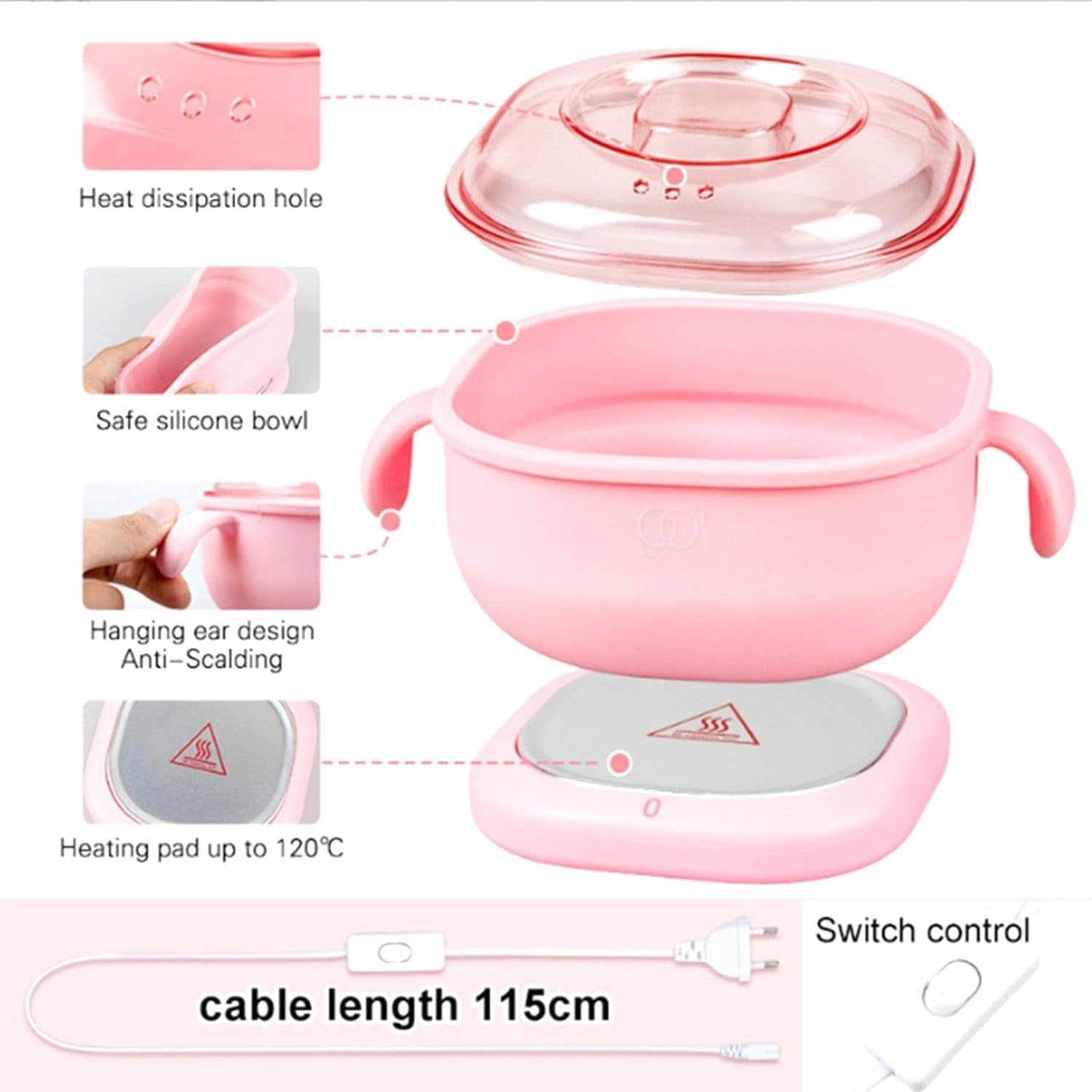 Electric Silicone Wax Heater for Hair Removal, 40-70°C Adjustable