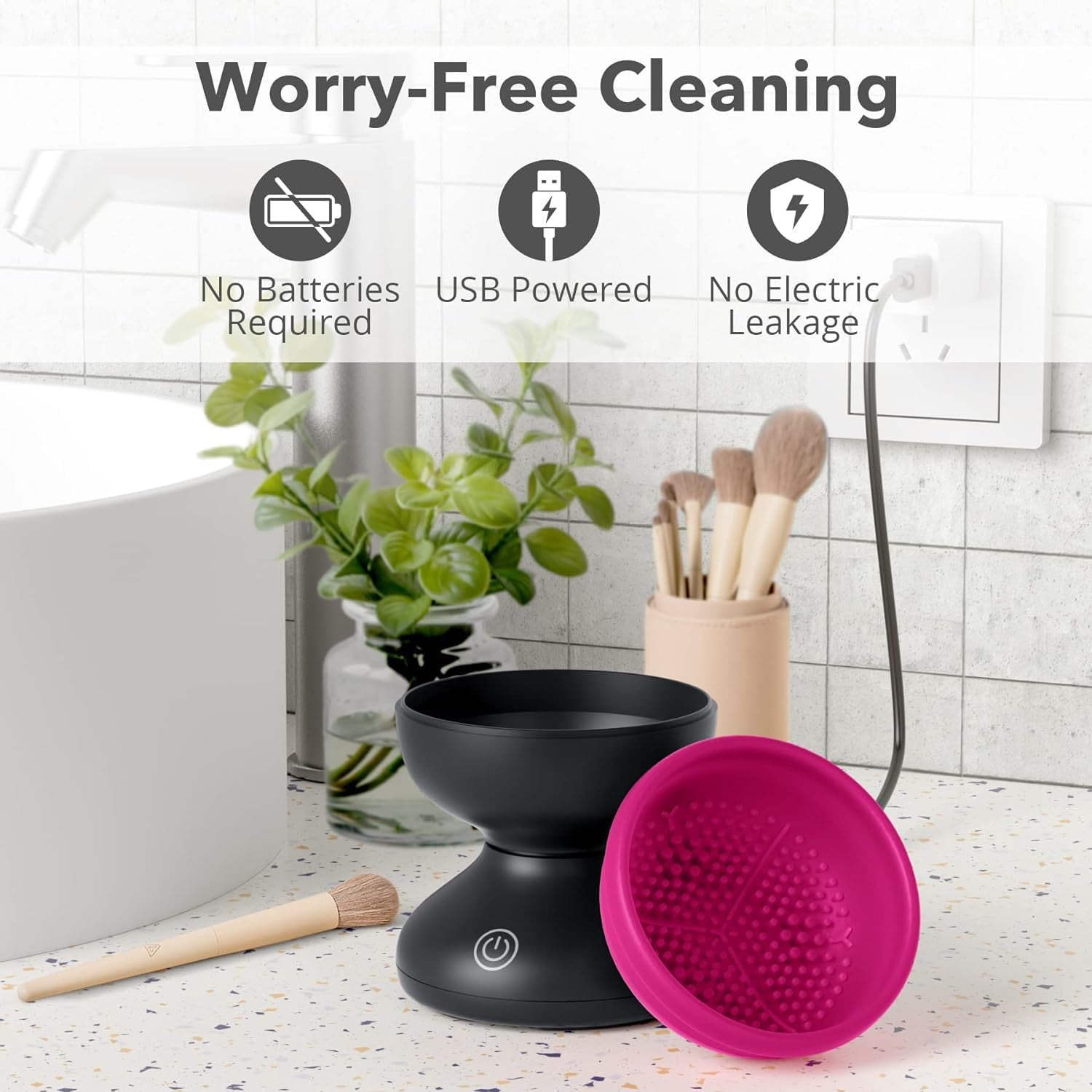 Electric Makeup Brush Cleaner - Fast & Easy Cosmetic Brush Cleaning Machine