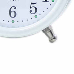 Twin Bell White Alarm Clock with Soft Backlight and Low Ticking Noise
