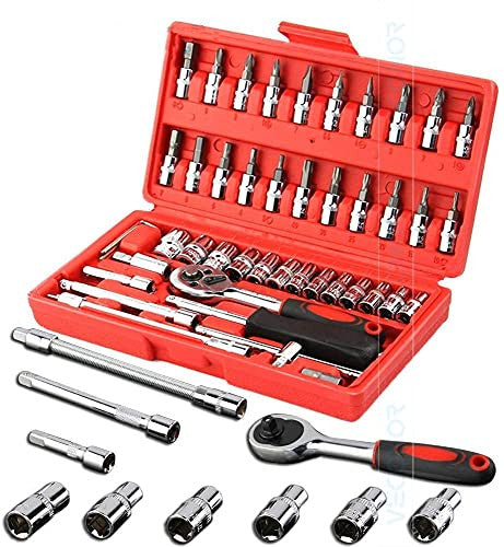 46-in-1 Multi-Purpose Tool Kit with Screwdriver, Socket Set & Case