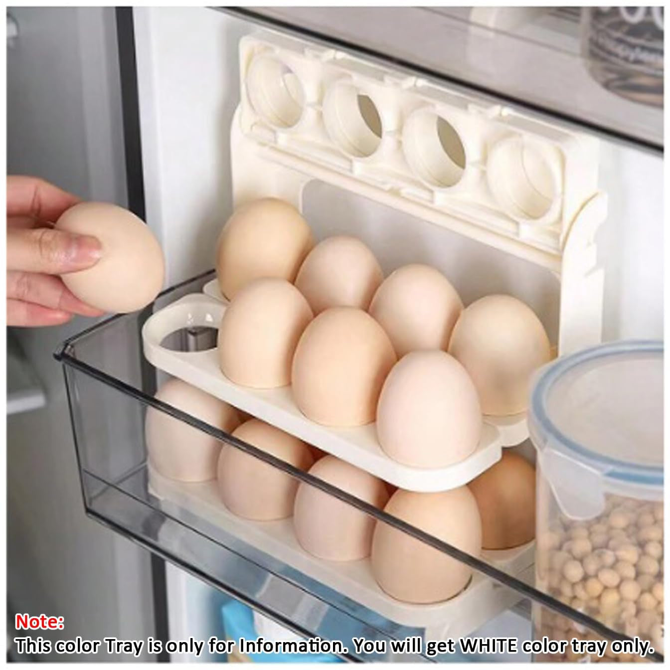 Foldable 3-Layer Egg Storage Box with 24-Grid, Reusable Refrigerator Organizer