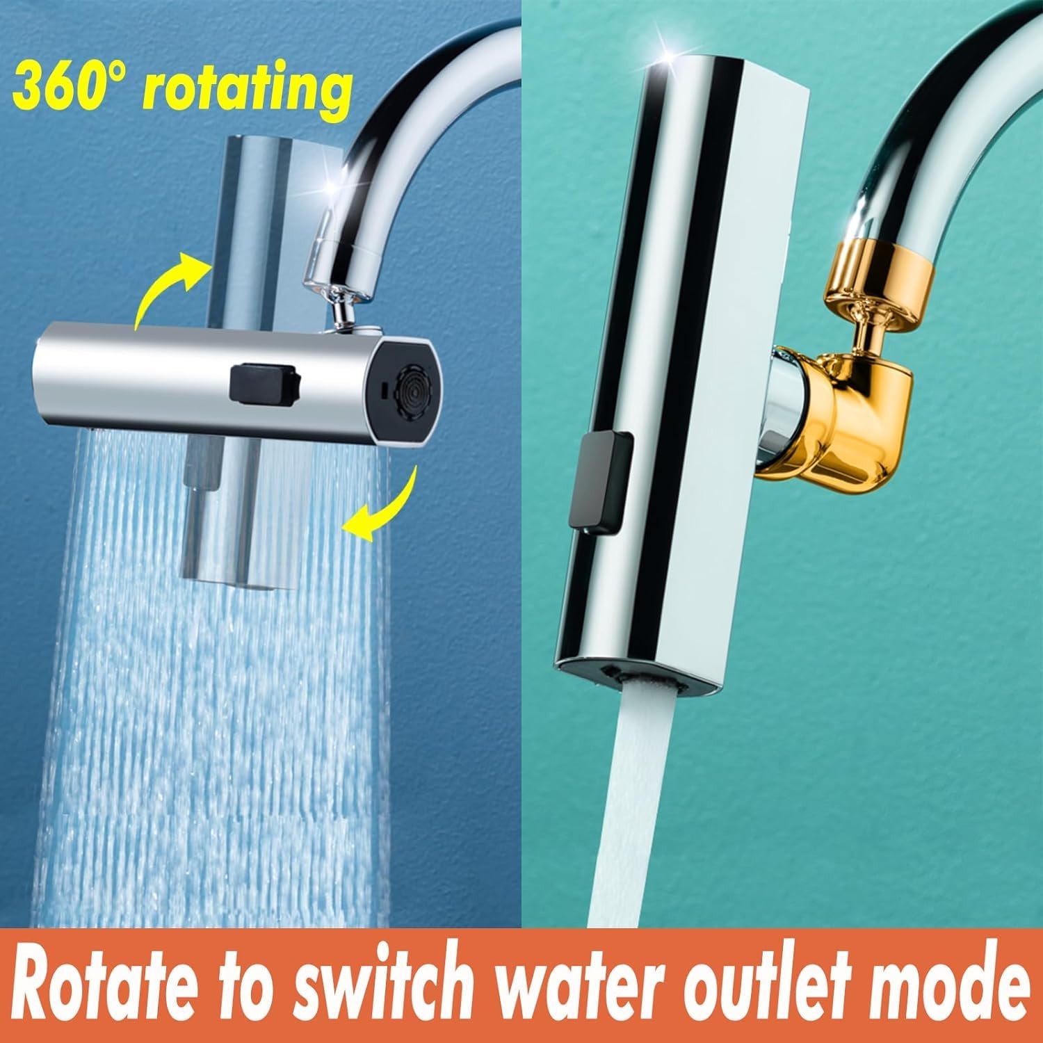 4-Mode Swivel Waterfall Kitchen Faucet with Splash-Proof & Shower Function