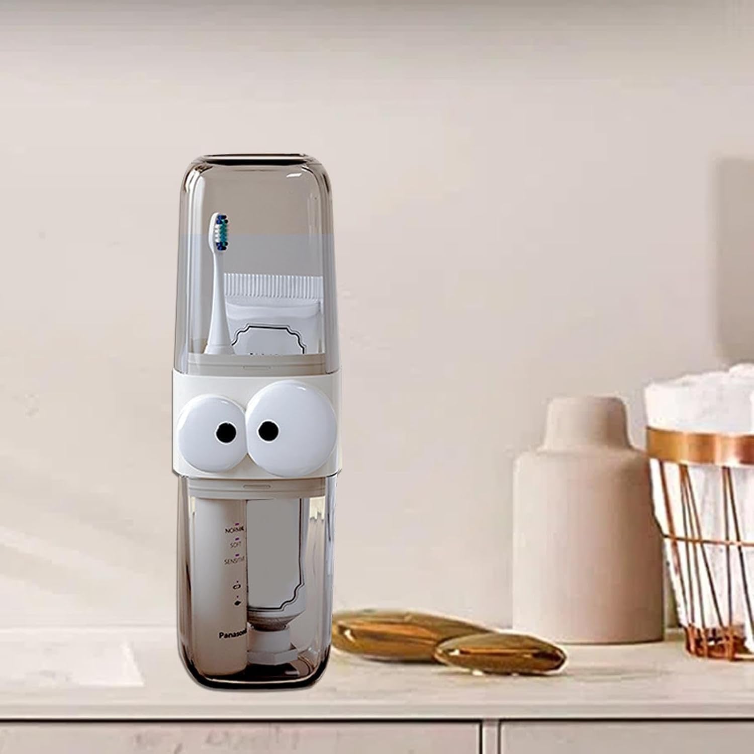 Cute Clear Travel Toothbrush Holder with Googly Eyes