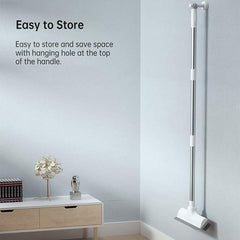 White 2-in-1 Bathroom & Floor Cleaning Brush with Wiper and Long Handle