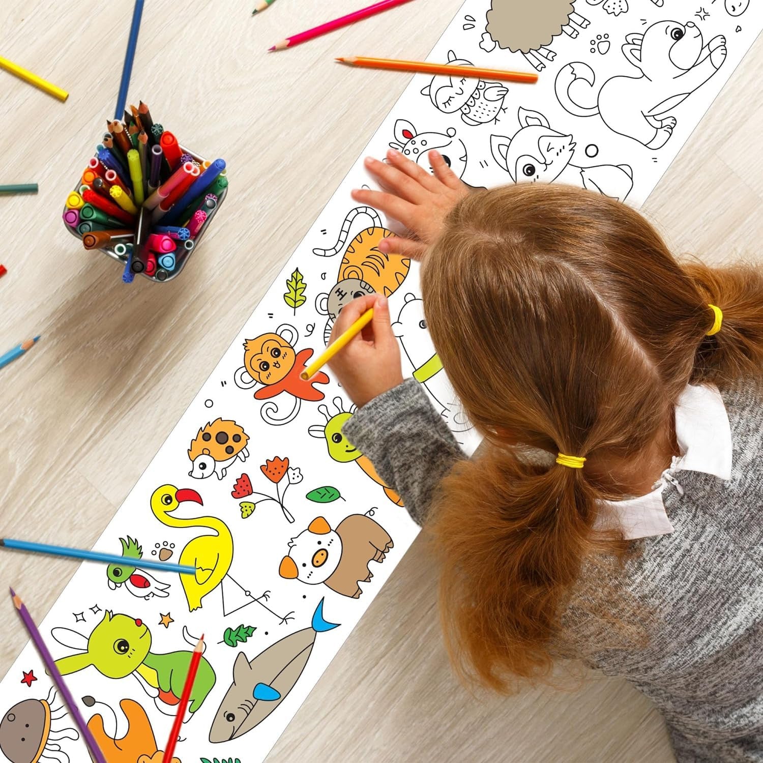 Drawing Roll with Sheets, Color Filling Stickers & Poster for DIY Art