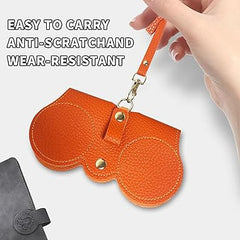 Leather Sunglasses Case with Adjustable Strap & Removable Hooks