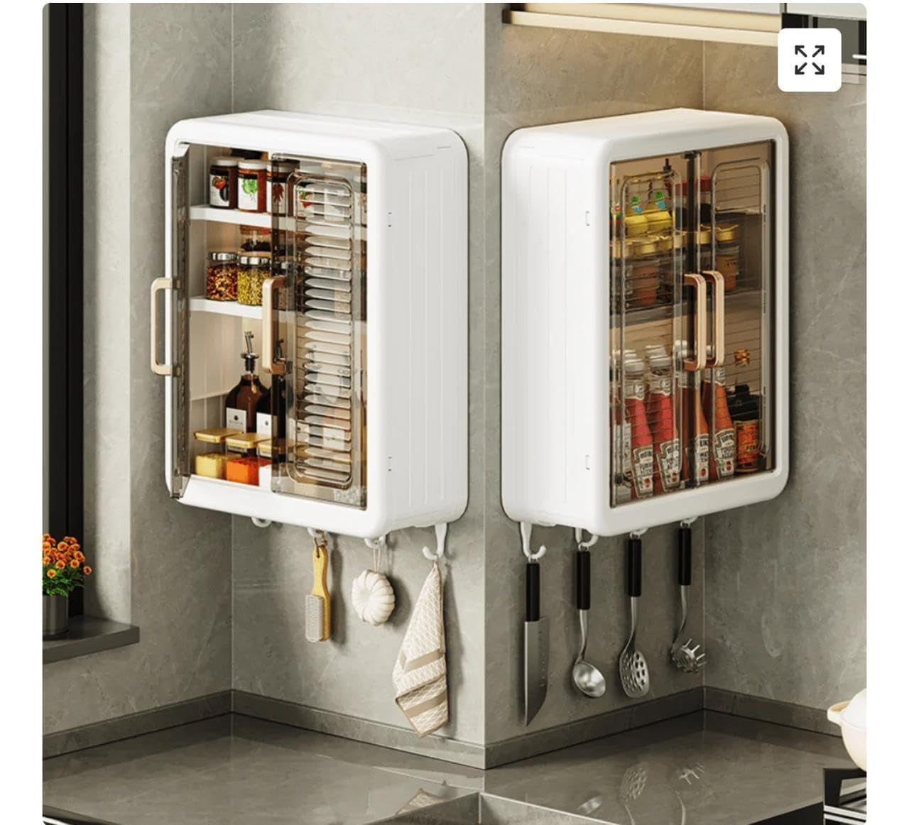 Wall Mount Kitchen & Bathroom Storage Box with Double Doors