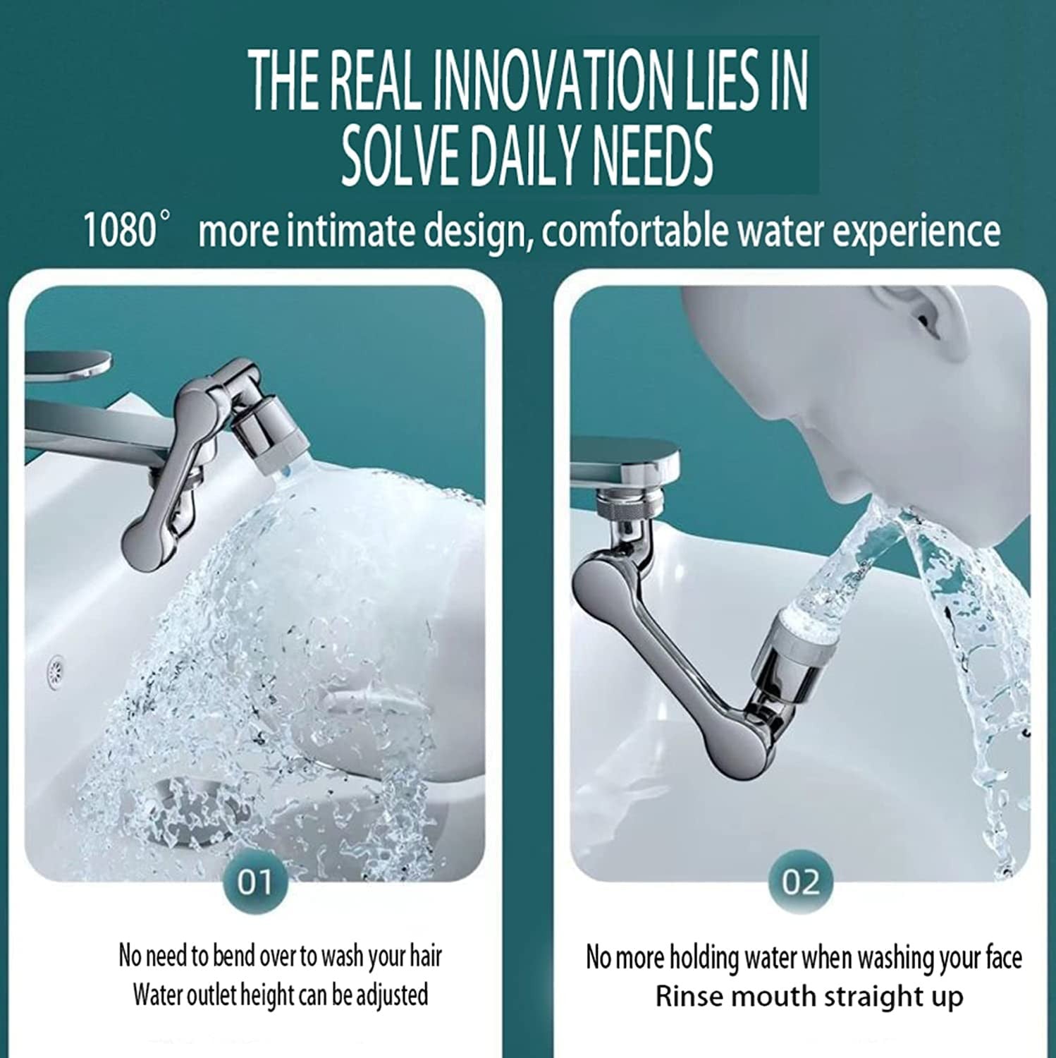 1080° Rotating Faucet Extender with Dual Water Modes for Kitchen & Bathroom