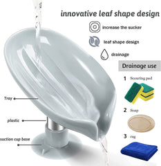 Leaf-Shape Suction Cup Self-Draining Soap Holder  - 1 Pc