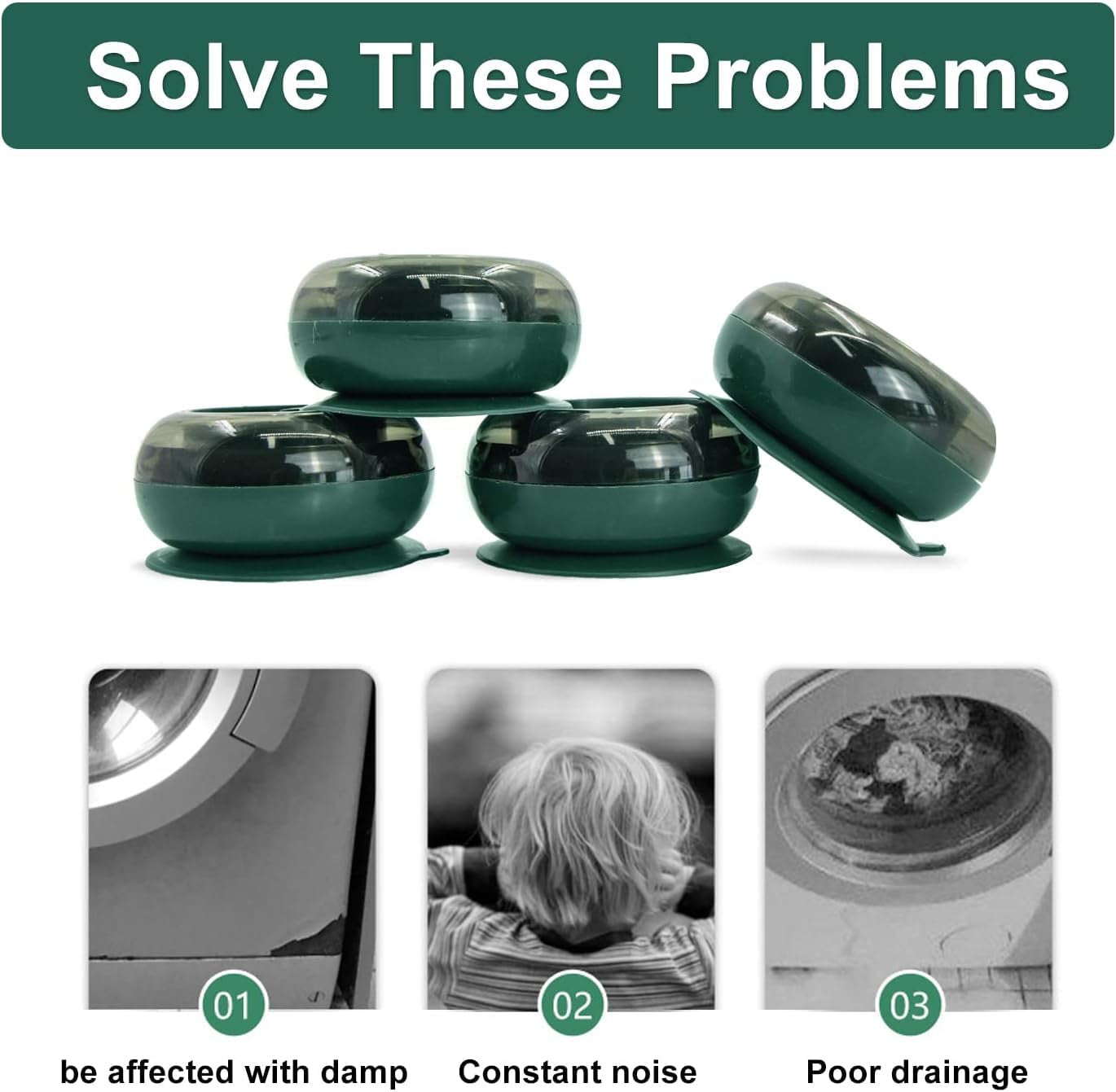 Anti-Slip Vibration Pads for Washing Machines & Dryers - 4 Pack