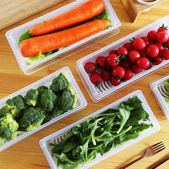 Transparent Fish and Vegetable Storage Container with Drain Plate and Lid - 1 Pc
