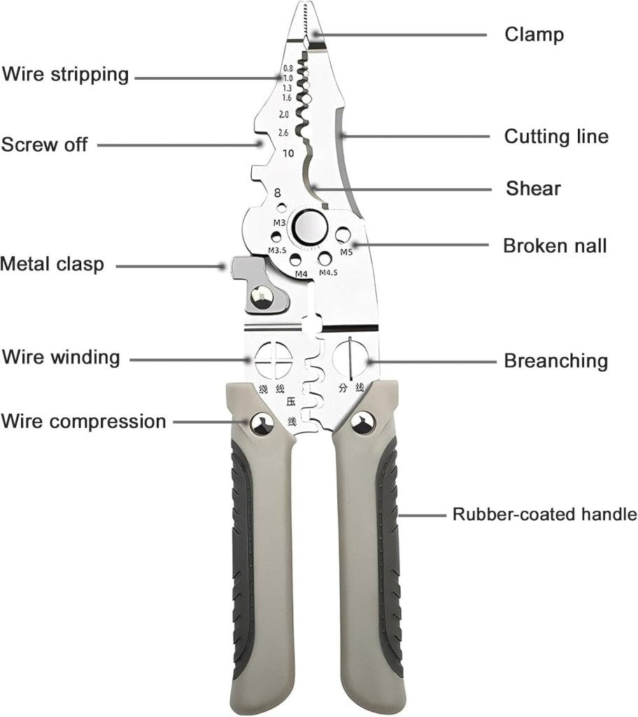 9-in-1 Stainless Steel Wire Stripper & Crimping Tool – Multi-Function Cable Cutter & Wiring Tool