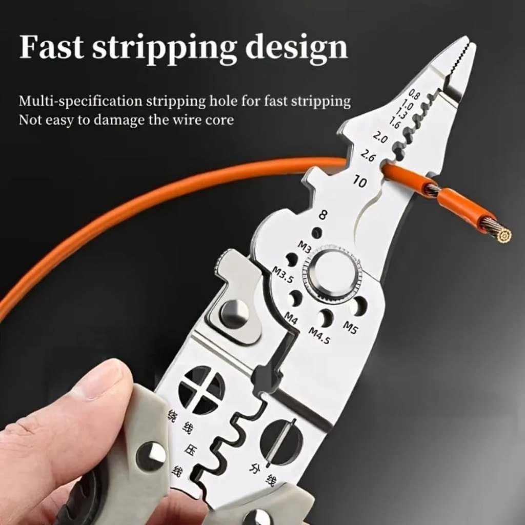 9-in-1 Stainless Steel Wire Stripper & Crimping Tool – Multi-Function Cable Cutter & Wiring Tool