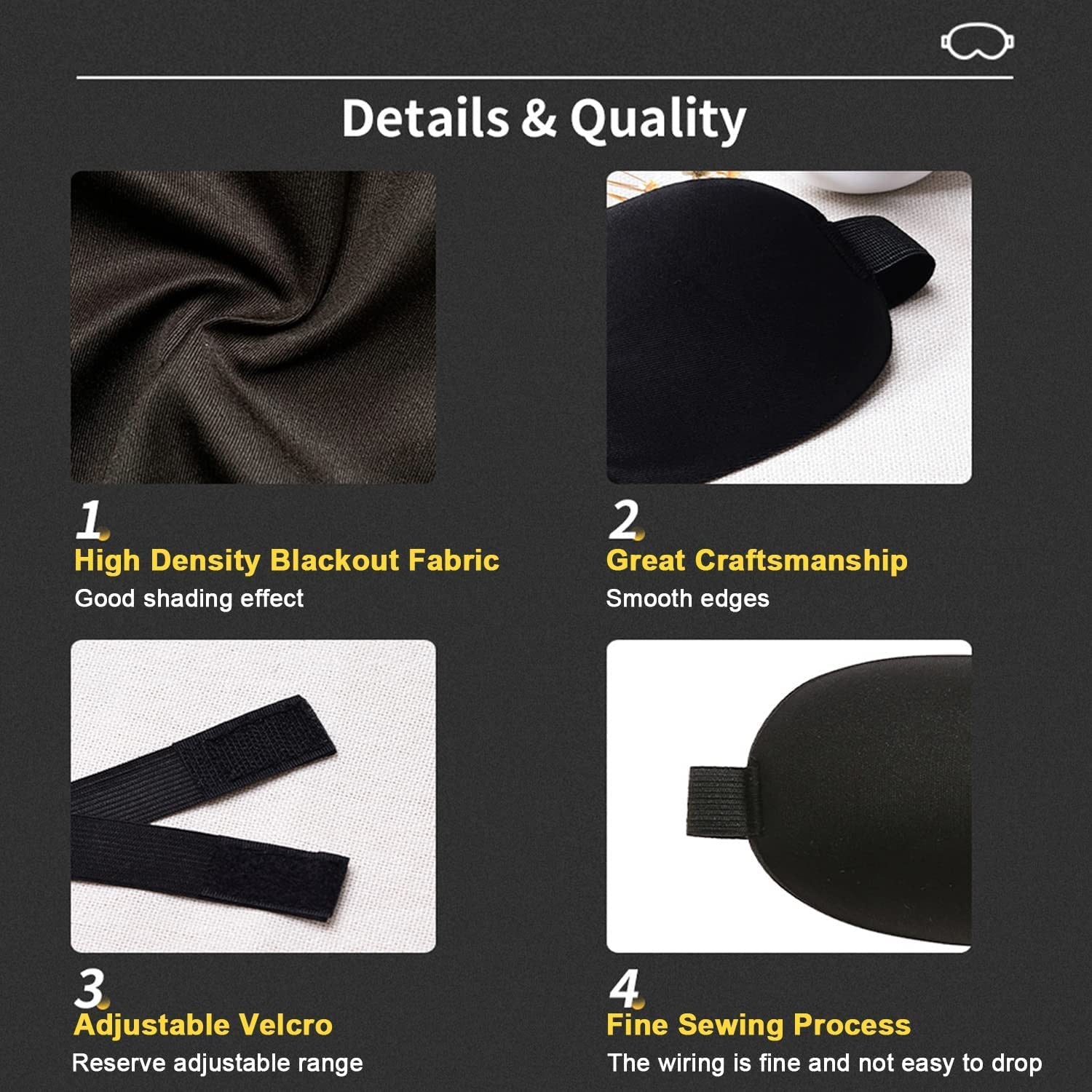Black Eye Mask 3D Sleep Mask & Black Head Band for Rest