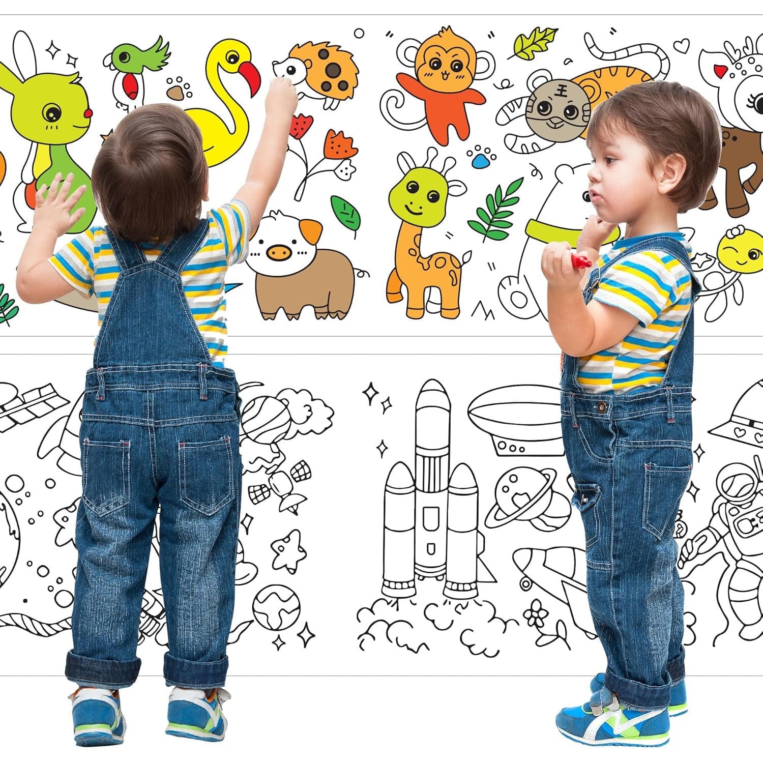 Drawing Roll with Sheets, Color Filling Stickers & Poster for DIY Art