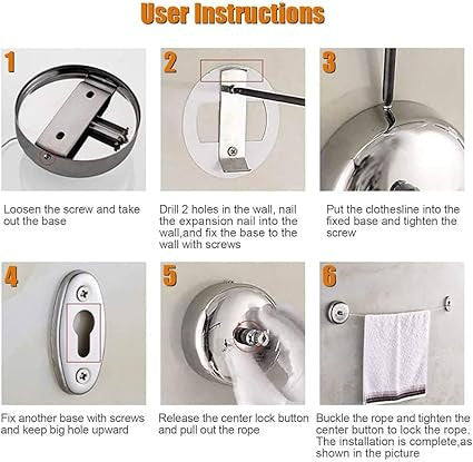 Adjustable Stainless Steel Retractable Clothesline for Indoor & Outdoor Use