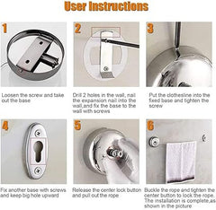 Adjustable Stainless Steel Retractable Clothesline for Indoor & Outdoor Use