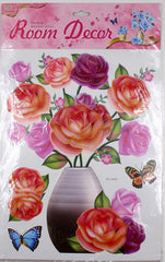 3D Flower & Vase Wall Sticker - 1 Pc