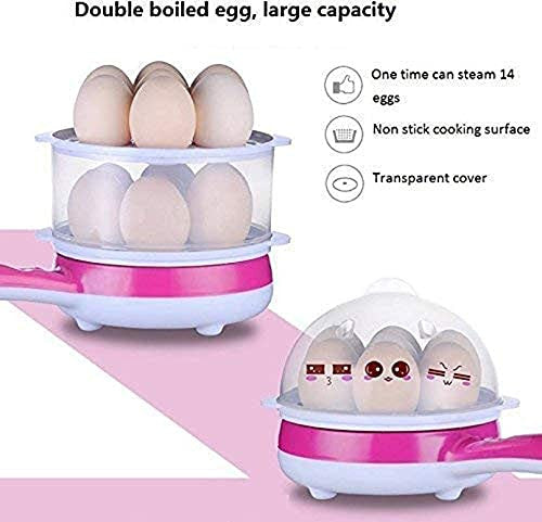 Double Layer Electric Egg Cooker with Handle, 14 Egg Capacity