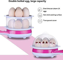 Double Layer Electric Egg Cooker with Handle, 14 Egg Capacity