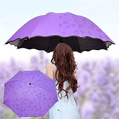 Magic Blossom 3-Fold UV Sun & Rain Umbrella with Water-Activated Pattern