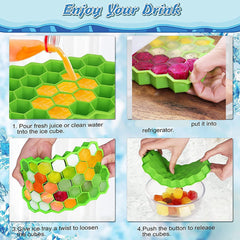 Honeycomb Silicone Ice Cube Tray with 24 Cubes for Drinks