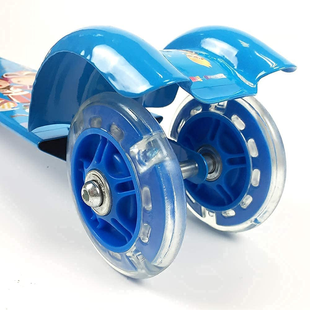 Kids Blue Foldable 3-Wheel Scooter with Lights and Adjustable Height