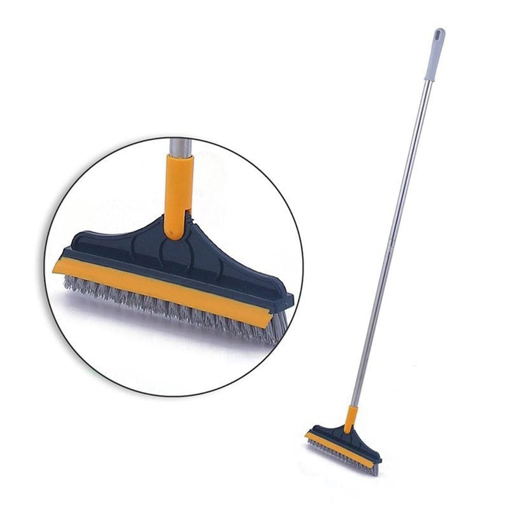 2-in-1 Tile Cleaning Brush with Scraper and Squeegee