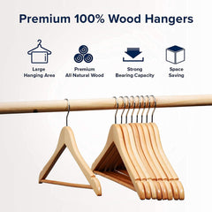Premium Natural Wooden Garment Hanger  - 1 Pc