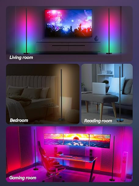 RGB Corner Floor Lamp with LED Light for Modern Home Decor