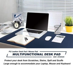 Large Dual-Side PU Leather Desk Mat 60x35cm Waterproof Organizer