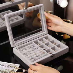 Elegant Velvet Lockable Jewelry Box for Travel and Home Storage