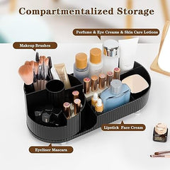 360° Rotating Makeup Organizer with Brush Holder