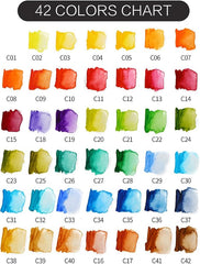 42-Piece Foldable Watercolor Paint Set with Water Brush Pens