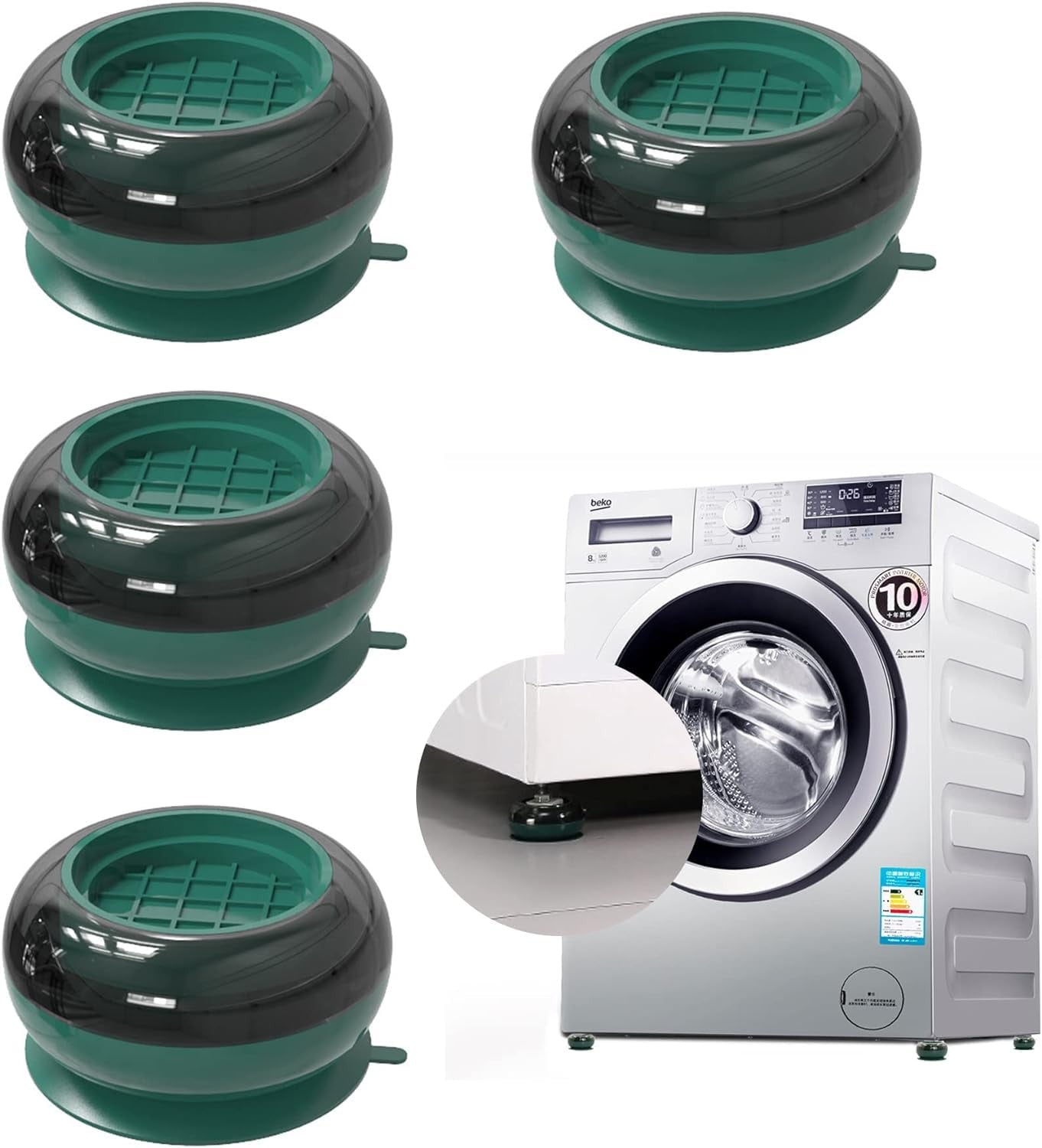 Anti-Slip Vibration Pads for Washing Machines & Dryers - 4 Pack
