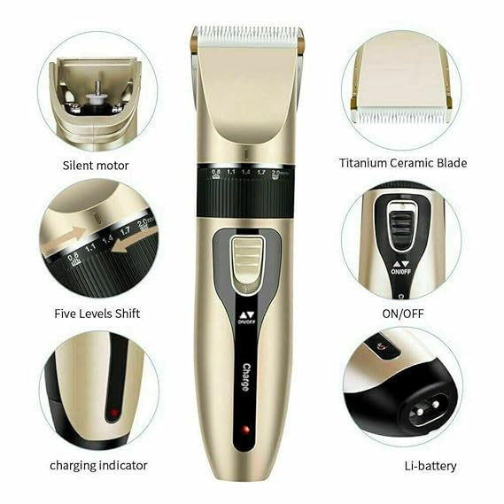 Rechargeable Cordless Dog & Beard Hair Trimmer with Clipper and Shaver