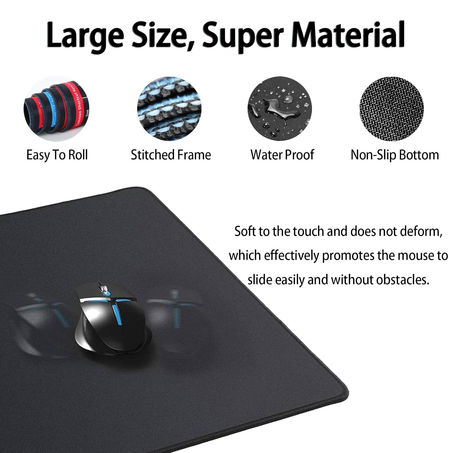 Ergonomic Shortcut Key Keyboard & Mouse Pad for Office & Gaming