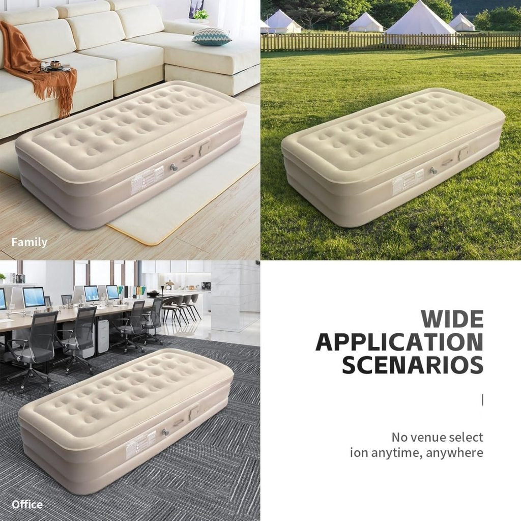 Luxury Double Air Mattress with Built-in Pump – Portable Inflatable Bed for Home & Travel