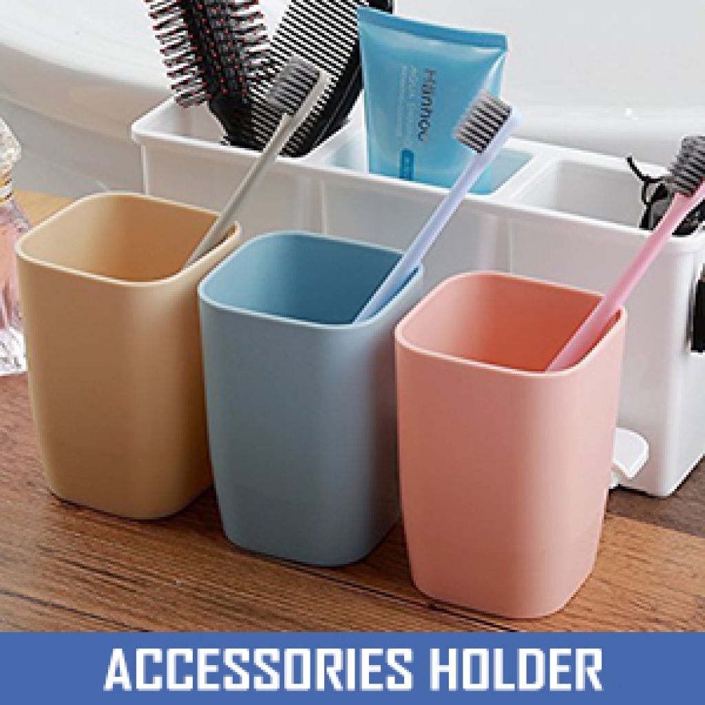 Anti Dust 3-Cup Self-Adhesive Toothbrush Holder